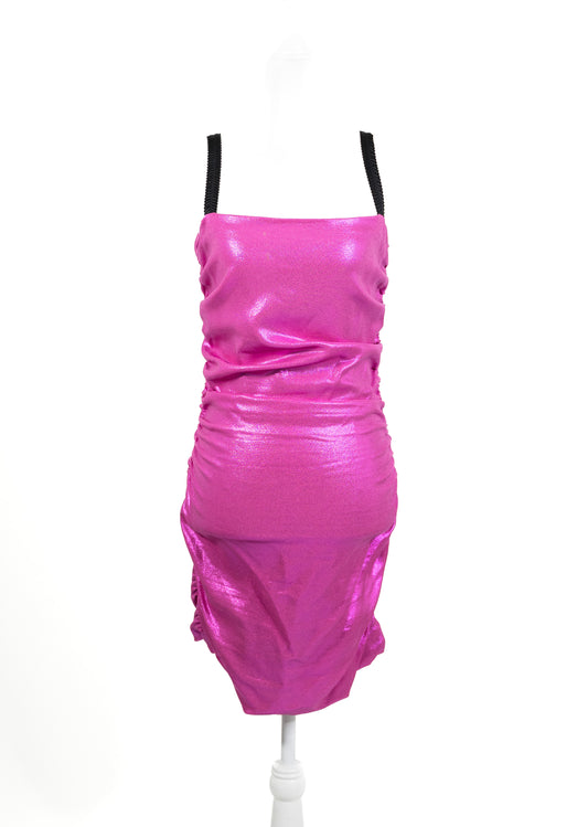 Ruched Metallic Mini Dress