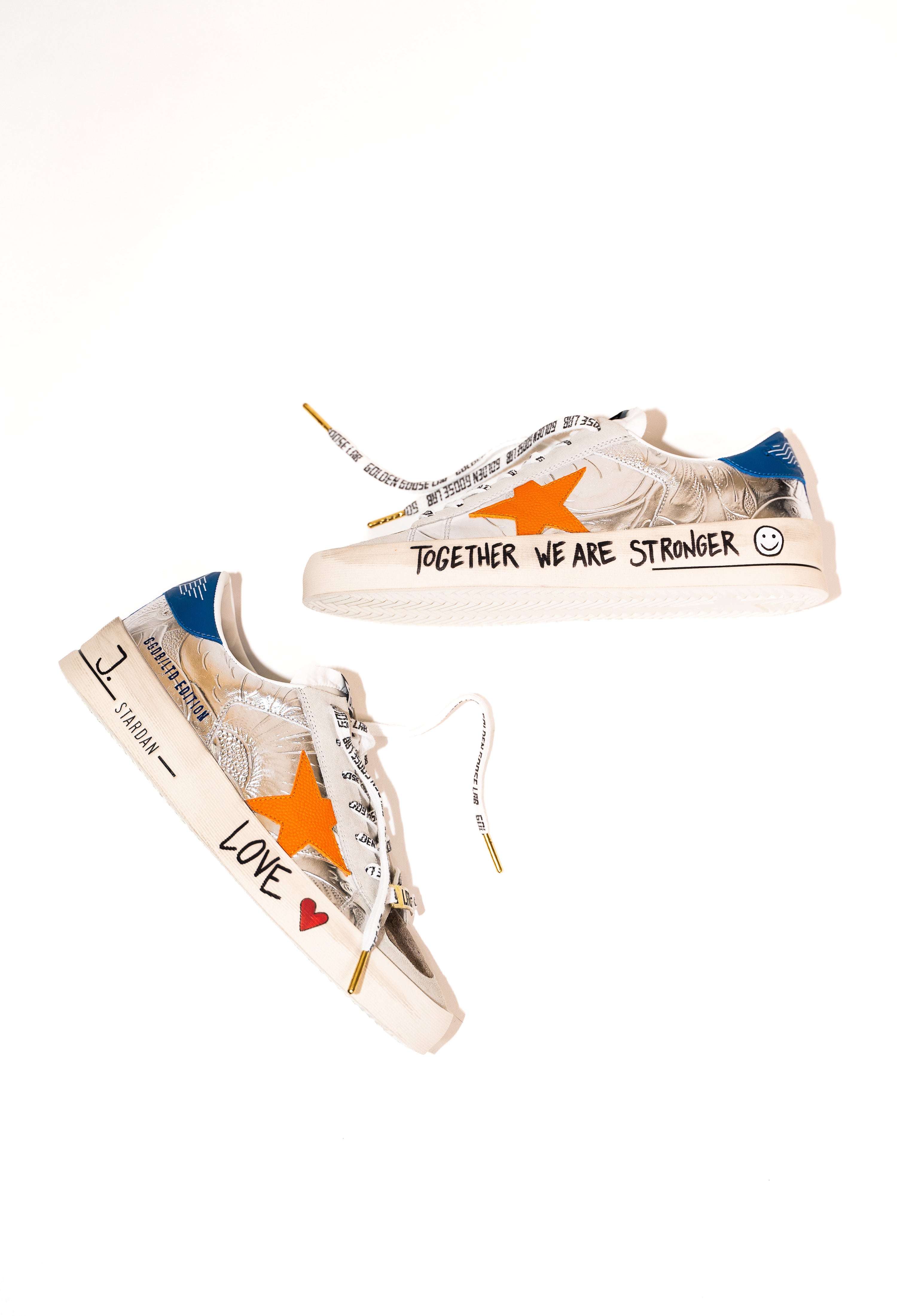 White and Orange Sneakers J Woods Closet