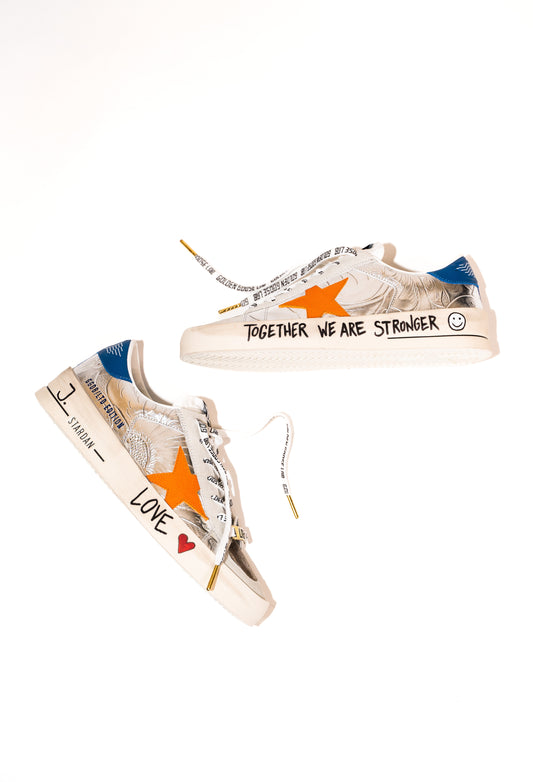 White and Orange Sneakers