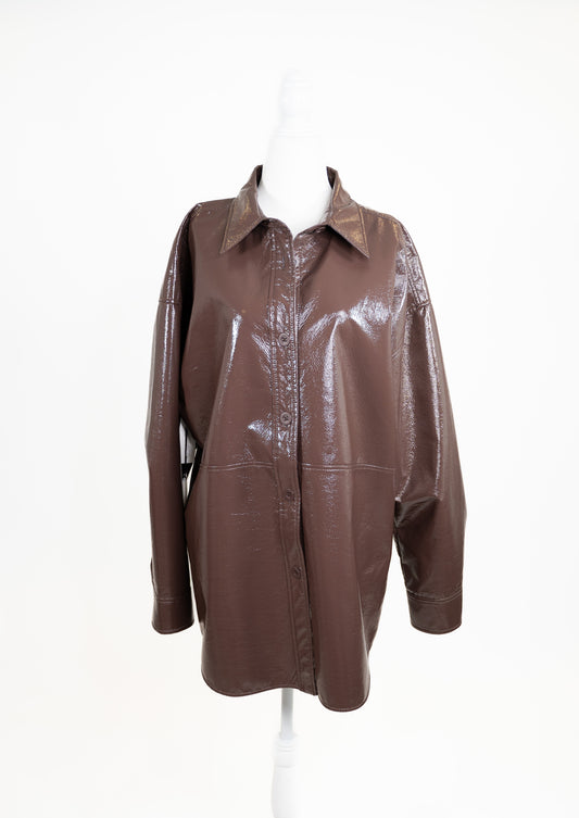 Faux Leather Button Up