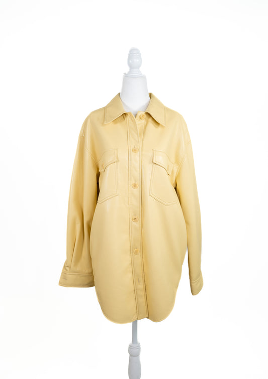 Faux Leather Button Up